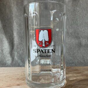 SPATEN MUNCHEN 0.5L BEER GLASS MUG STEIN 12 Panel Clear Rastal Glass Germany